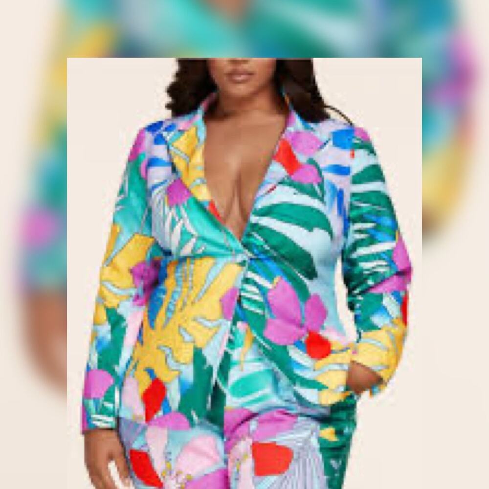 NWT L'ATISTE 3X XXXL multicolor floral Blazer jacket